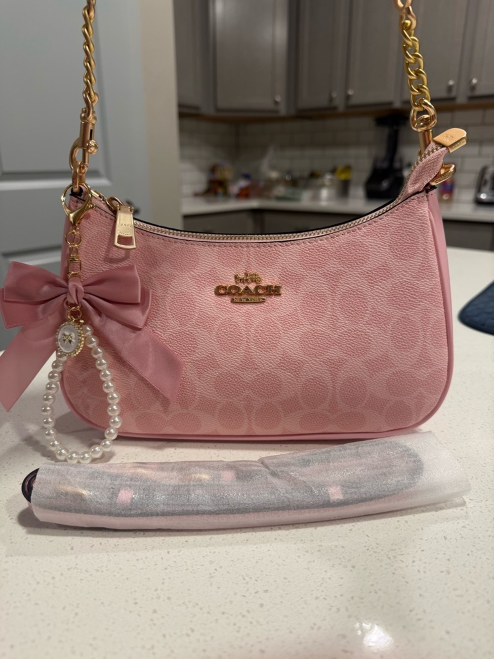 COACH Pink Signature Canvas  Bag - Picture 5 of 7